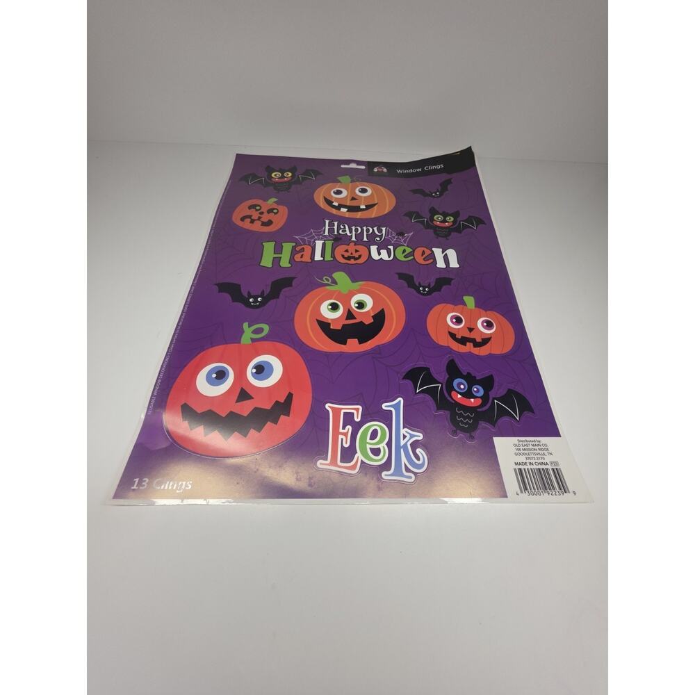 Halloween Window Clings Decals Pumpkin & Black Bats Window Stickers New